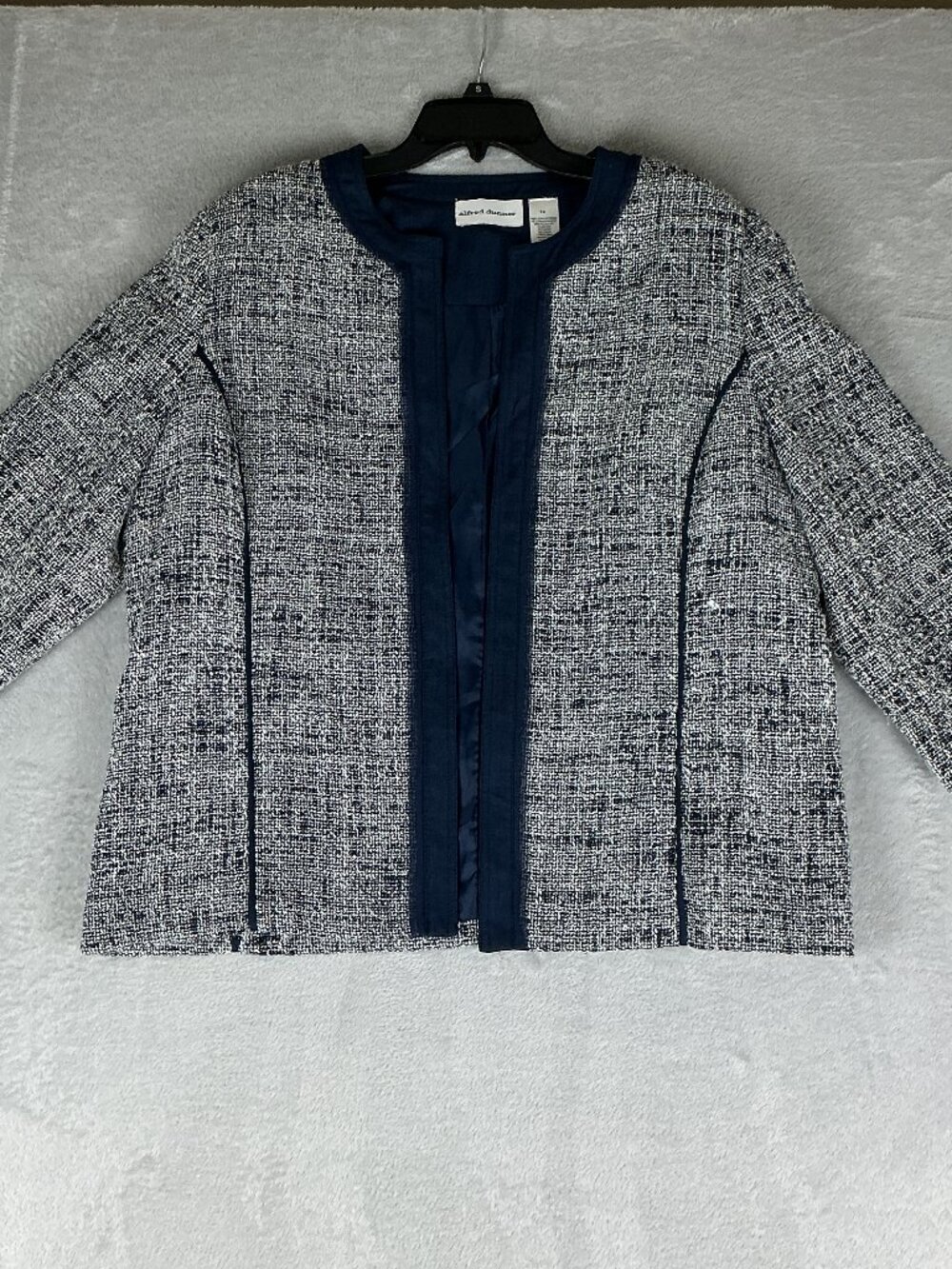 Alfred dunner Orchid Island Blue Women's 16 Tweed Boucle Open Front Blazer.